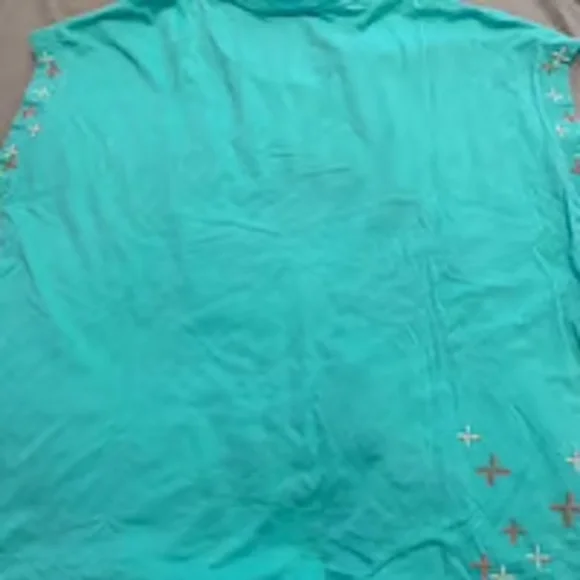 JOHNNY WAS embroidered Turquoise Tee STUNNING Sz L NWT-RARE/Hard-to-find! - Picture 16 of 16